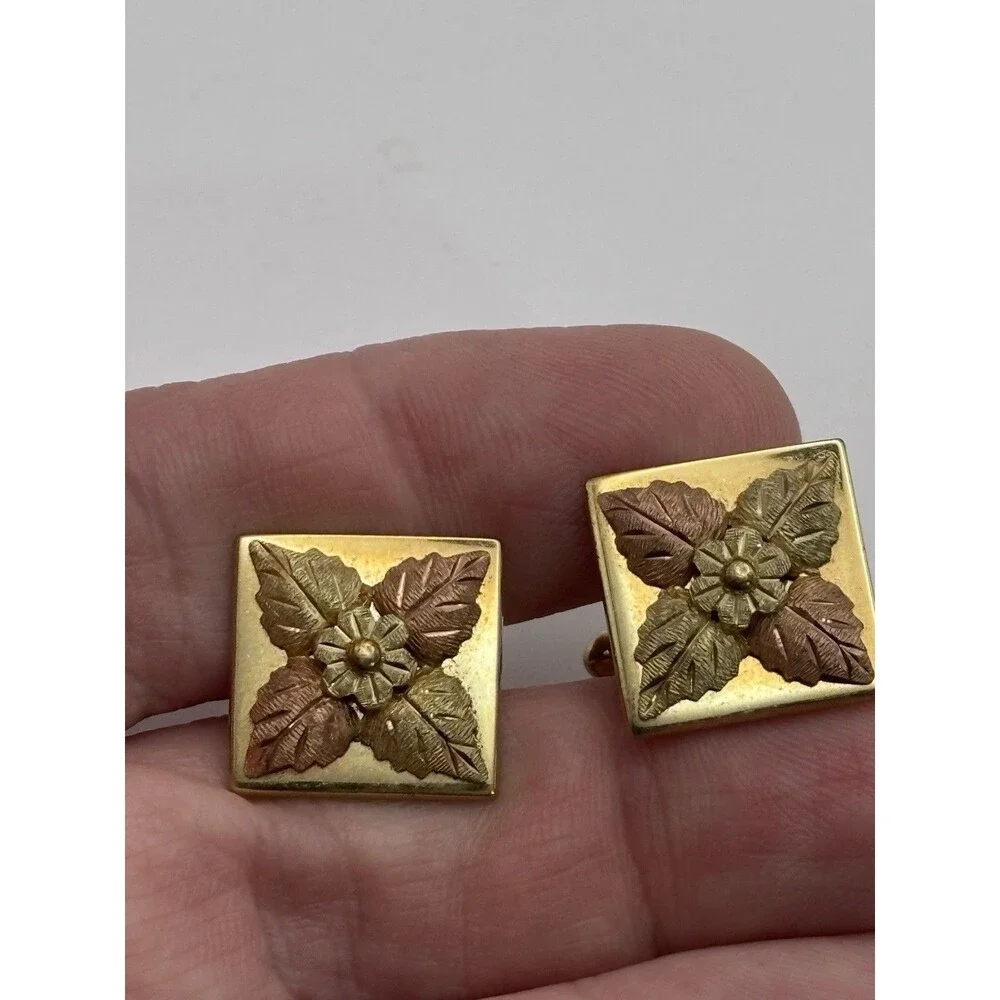 Vintage Black Hills Gold Cuff Links Anson Mid-Century